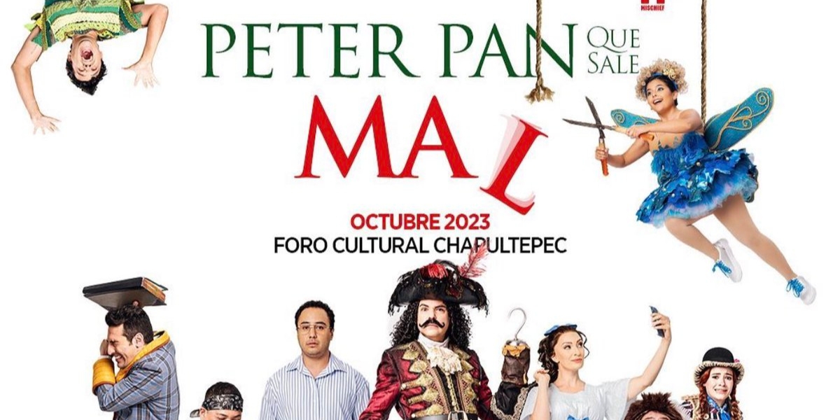 Banner principal que anuncia la obra Peter Pan que sale Mal