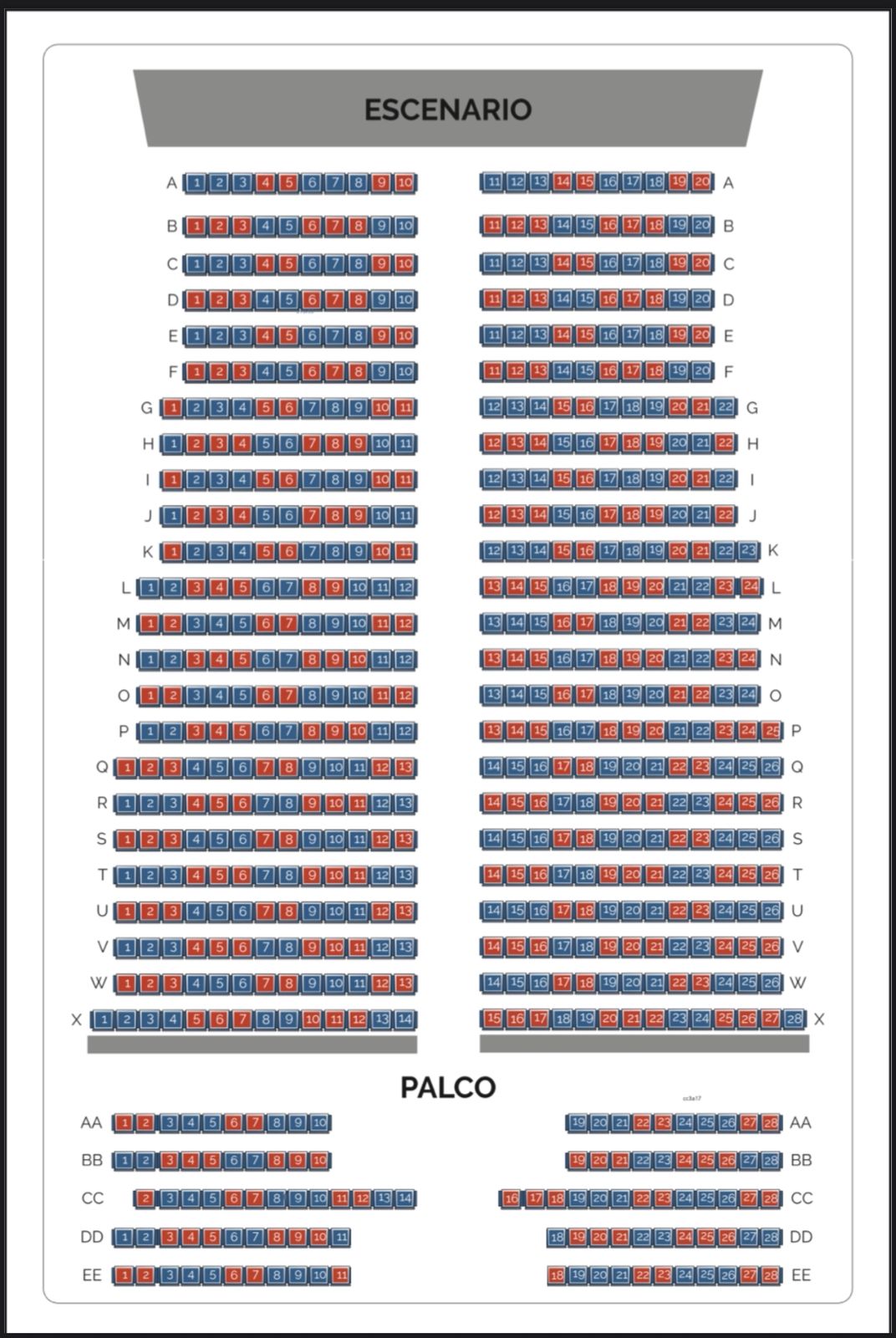 Foto de mapa de asientos disponibles del teatro Teatro Charles Chaplin para la obra Por que no ¡¿Nos casamos?!  - GUADALAJARA SEPTIEMBRE